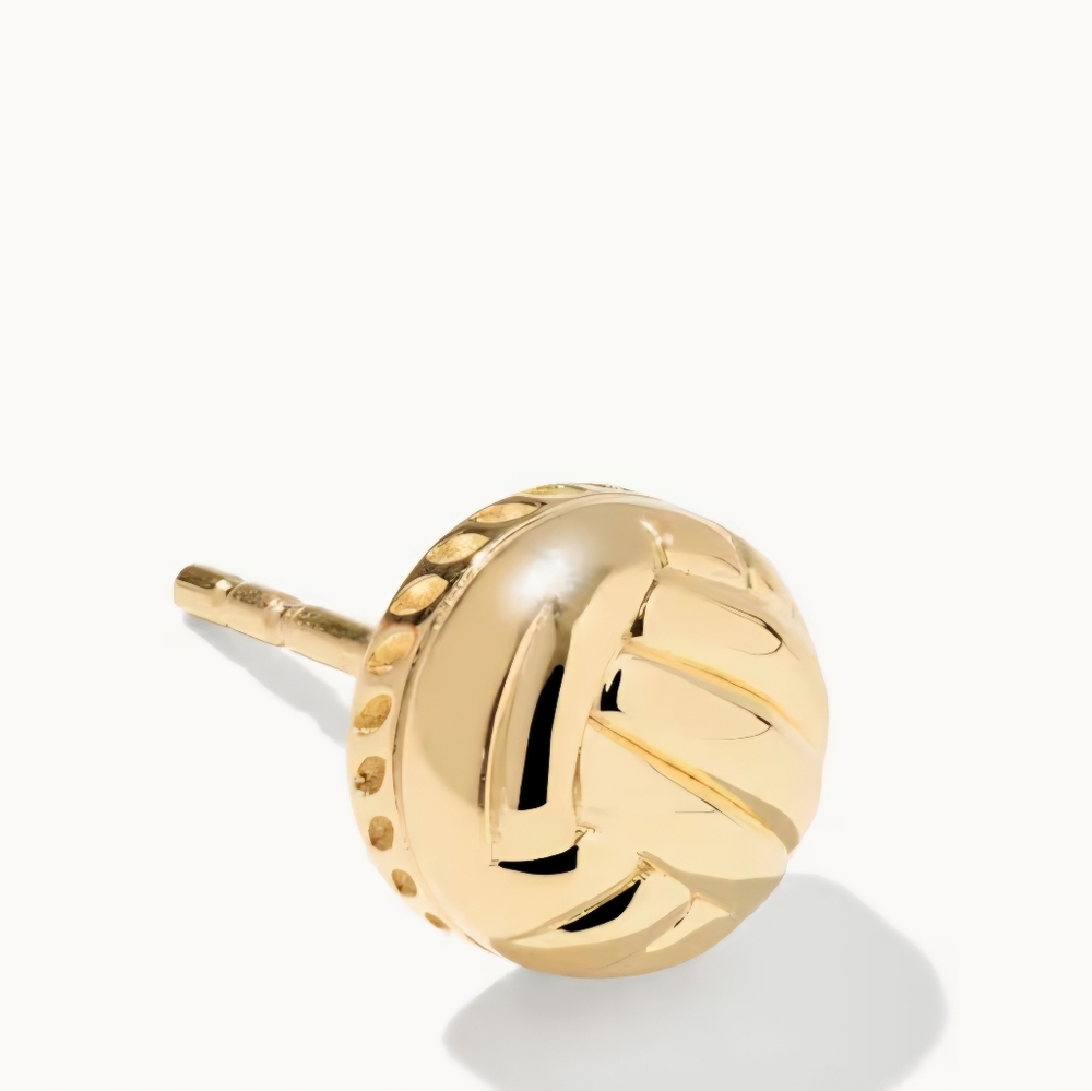 NWT Kendra Scott Volleyball 18k Yellow Gold Vermeil Single Stud Earring